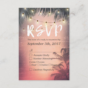 Summer Beach String Lights Chic Wedding RSVP Antwo