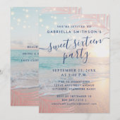 Summer Beach Stringlights Sweet 16 Birthday Kaart (Voorkant / Achterkant)