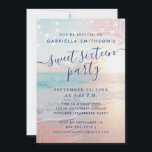 Summer Beach Stringlights Sweet 16 Birthday Kaart<br><div class="desc">Een verbluffend chic roze en turquoise aqua blue oceanside strand, zonsonderd met strillicht en met roze palmbladeraccenten op een zomerthema dat zoet is op een uitnodiging van 16 jaar. Alle formuleringen kunnen worden gewijzigd om te werken voor elke verjaardag of viering van de leeftijd en er is ruimte op de...</div>