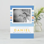 Summer Beach Stripes Baby Foto geboorteaankondigin Aankondiging (Staand voorkant)