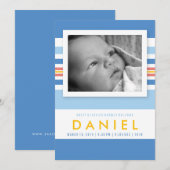 Summer Beach Stripes Baby Foto geboorteaankondigin Aankondiging (Voorkant / Achterkant)