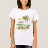 Summer Beach Sun Palm Tree Umbrella T-shirt (Voorkant)