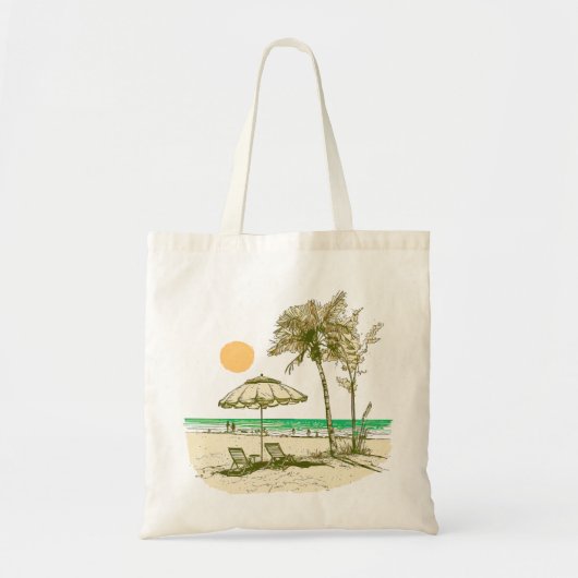 Summer Beach Sun Palm Tree Umbrella Tote Bag (Voorkant)