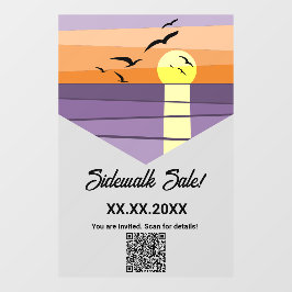 Summer Beach Sunset Gestileerde Event QR-code Raamsticker