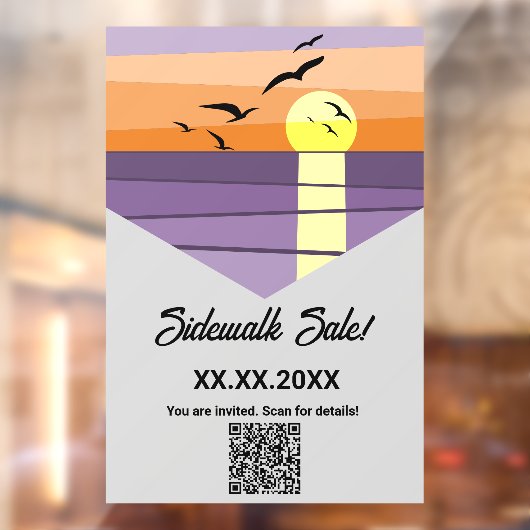 Summer Beach Sunset Gestileerde Event QR-code Raamsticker (Vel 2)