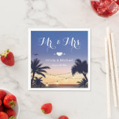 Summer Beach Sunset Palm Tree Mr en Mrs Wedding Servet (Insitu)