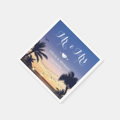 Summer Beach Sunset Palm Tree Mr en Mrs Wedding Servet (Hoek)