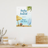 Summer Beach Surfboard Baby shower Welkom Poster (Keuken)