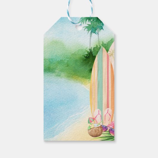 Summer Beach Surfboards en Mocktails Hartelijk dan Cadeaulabel (Achterkant)