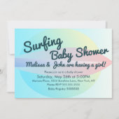 Summer Beach Surfing Baby shower Girl Invitation Kaart (Voorkant)