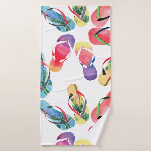Summer Beach Teenslippers Pattern Badhanddoek (Badhanddoek)