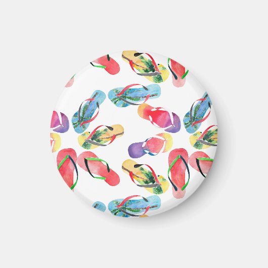 Summer Beach Teenslippers Pattern Magneet (Voorkant)