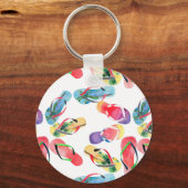 Summer Beach Teenslippers Pattern Sleutelhanger (Voorkant)