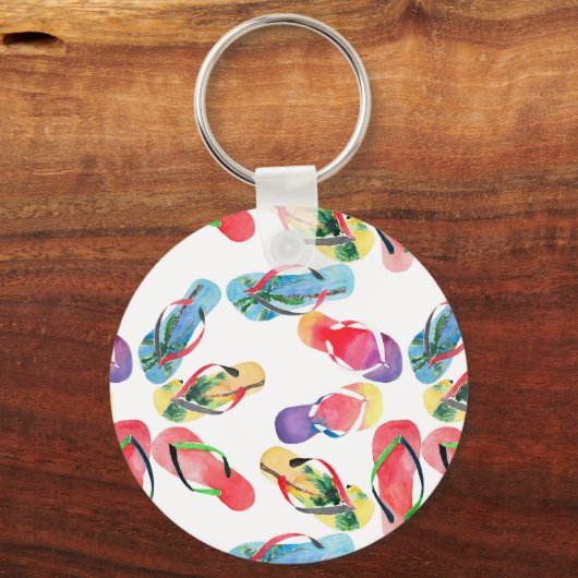 Summer Beach Teenslippers Pattern Sleutelhanger (Voorkant)