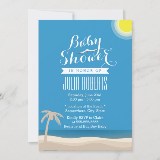 Summer Beach Theme Baby Shower Invitations Kaart (Voorkant)