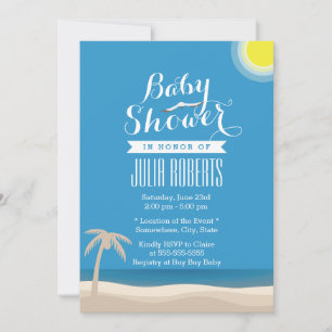 Summer Beach Theme Baby Shower Invitations Kaart