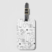 Summer Beach Theme Outlines Pattern Bagagelabel (Voorkant (verticaal))