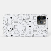 Summer Beach Theme Outlines Pattern Case-Mate iPhone Case (Achterkant (horizontaal))