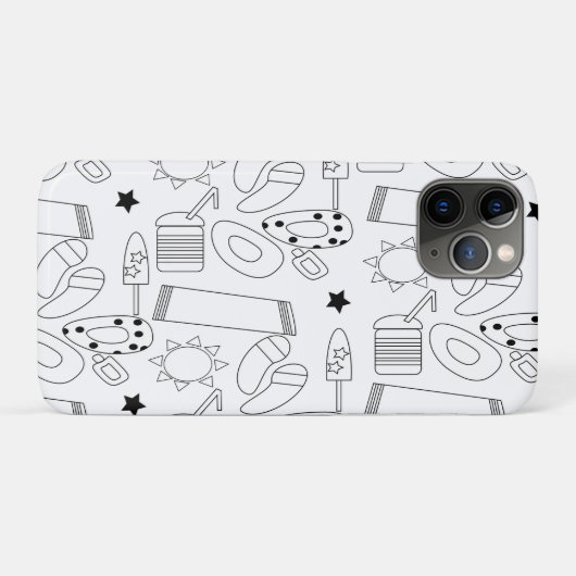 Summer Beach Theme Outlines Pattern Case-Mate iPhone Case (Achterkant (horizontaal))