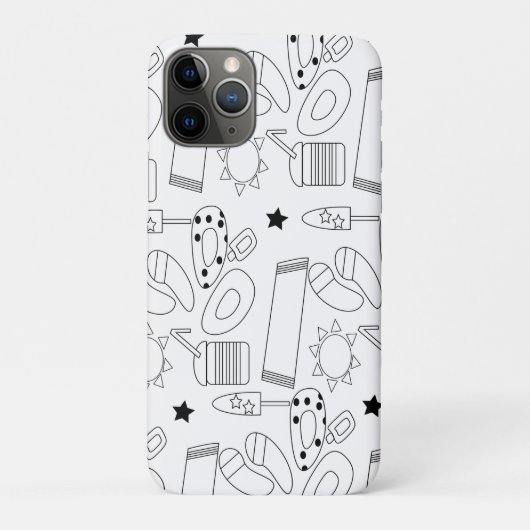 Summer Beach Theme Outlines Pattern Case-Mate iPhone Case (Achterkant)