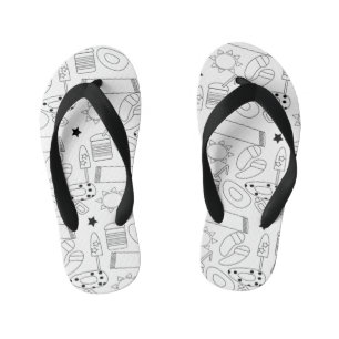 Summer Beach Theme Outlines Pattern Kinder Teenslippers