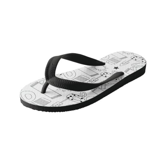 Summer Beach Theme Outlines Pattern Kinder Teenslippers (Schuin)