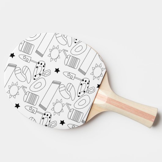 Summer Beach Theme Outlines Pattern Tafeltennisbatje (Zijkant)