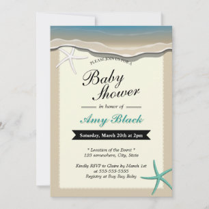 Summer Beach Theme Starfish Baby shower Invitation Kaart