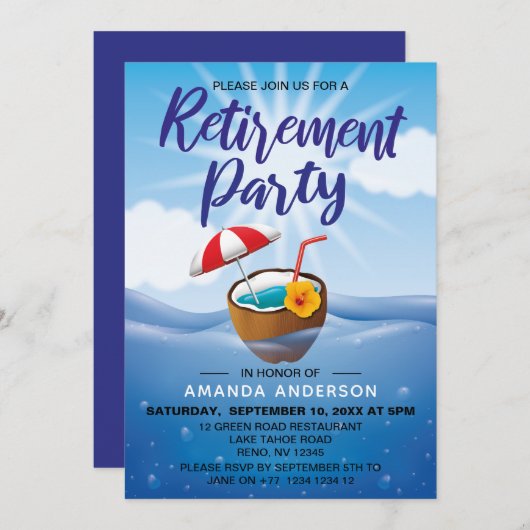 Summer Beach Thlerement Party Kaart (Voorkant / Achterkant)