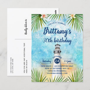 Summer Beach Thmed Birthday Party Invitation Briefkaart