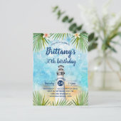 Summer Beach Thmed Birthday Party Invitation Briefkaart (Staand voorkant)