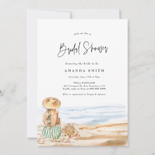 Summer Beach Tropical Waterverf Vrijgezellenfeest Kaart (Voorkant)