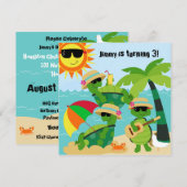 Summer Beach Turtles Swimming Birthday Invitation Kaart (Voorkant / Achterkant)
