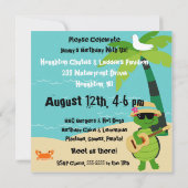 Summer Beach Turtles Swimming Birthday Invitation Kaart (Achterkant)