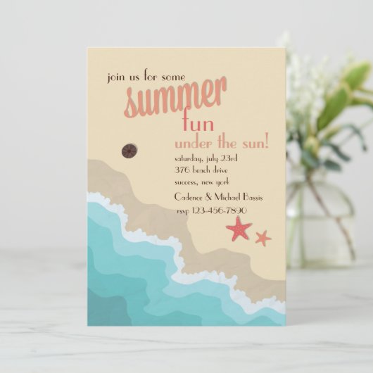 Summer Beach uitnodiging (Staand voorkant)