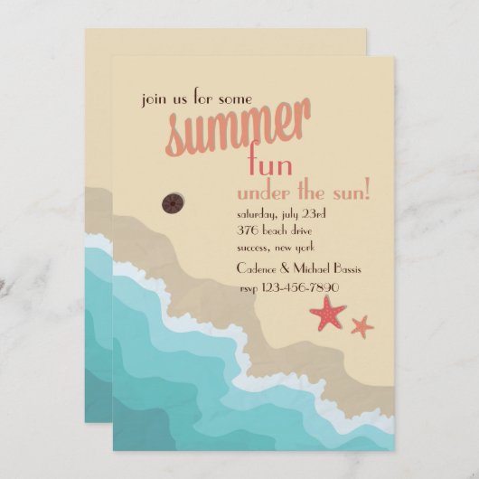 Summer Beach uitnodiging (Voorkant / Achterkant)