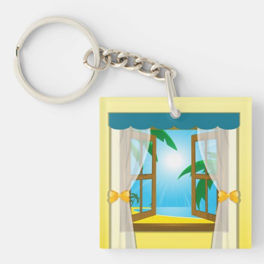 Summer Beach Uitzicht Sleutelhanger (Voorkant)