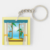 Summer Beach Uitzicht Sleutelhanger (Achterkant)