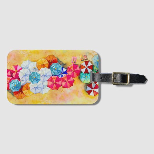 Summer Beach Umbrellas Bagagelabel (Voorkant (horizontaal))