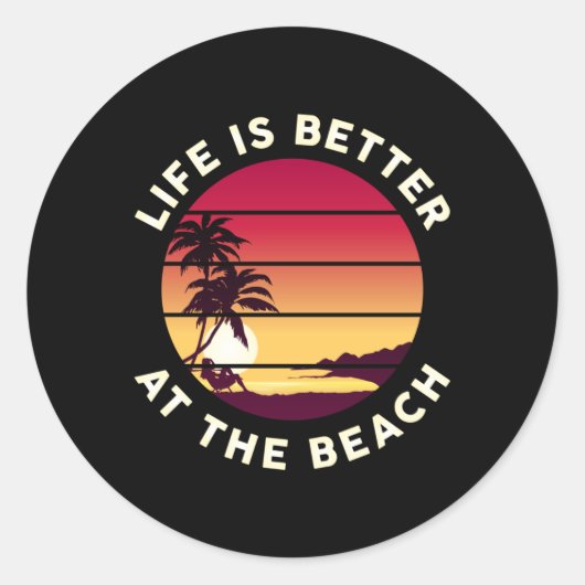 Summer Beach Vacation Surf Cool Sun Zee Funny Gift Ronde Sticker (Voorkant)