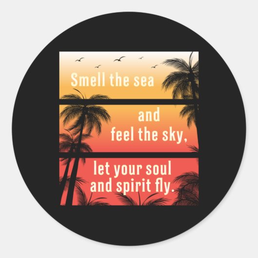 Summer Beach Vacation Surf Cool Zee Sun Funny Gift Ronde Sticker (Voorkant)