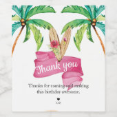 Summer Beach Verjaardag Dank u Favor Wijn Etiket (Enkel label)