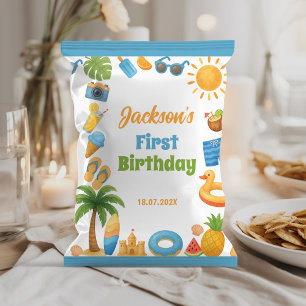 Summer Beach Verjaardag Party Chip Bag Wrapper Flyer