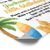 Summer Beach Verjaardag Party Time Capsule Sign Poster (Hoek)