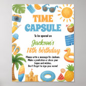 Summer Beach Verjaardag Party Time Capsule Sign Poster (Voorkant)