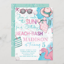 Summer Beach Verjaardagsfeest Schattige Roze Turqu