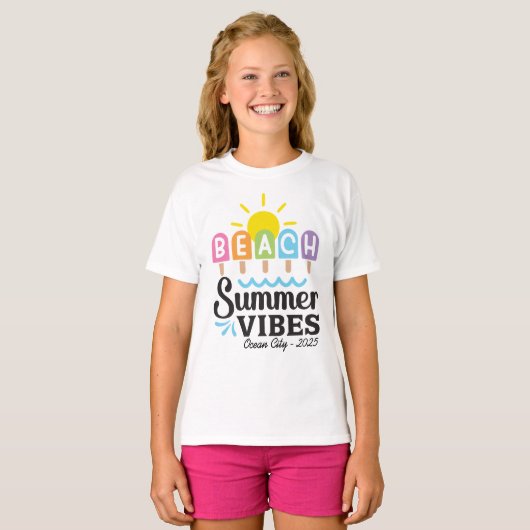 Summer Beach vibes  meisjes T-shirt (Voorkant volledig)