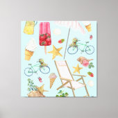 Summer Beach vibes op blauw Canvas Afdruk (Voorkant)