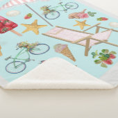 Summer Beach vibes op blauw Sherpa Deken (3/4)