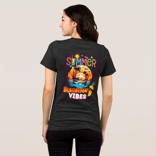 Summer Beach Vibes T-Shirt – Retro Tropical Vibe (Achterkant volledig)